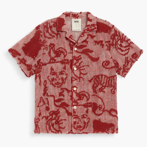 Red patterned shirt on a white background